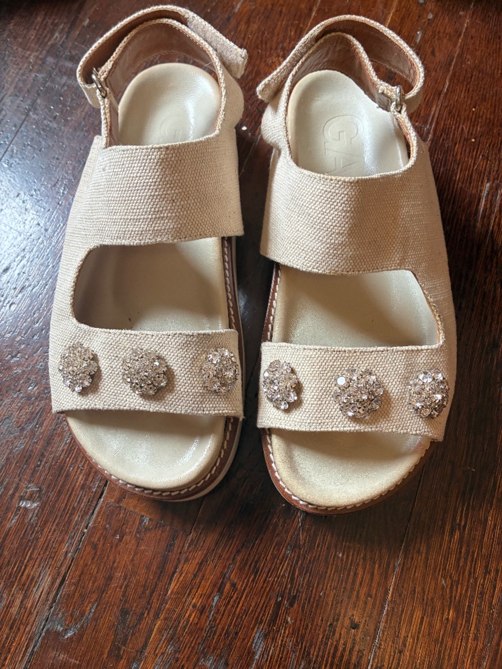 NWOT - Ganni cream sandals with crystals- 39